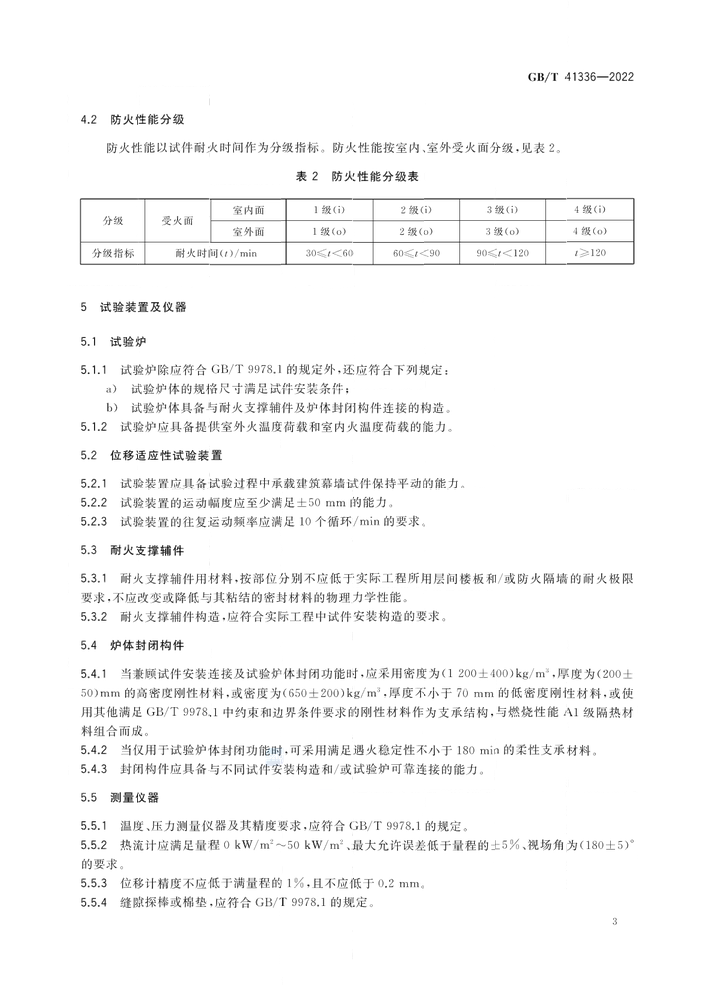 GB/T 41336-2022《建筑幕墻防火性能分級及試驗(yàn)方法》全文公開